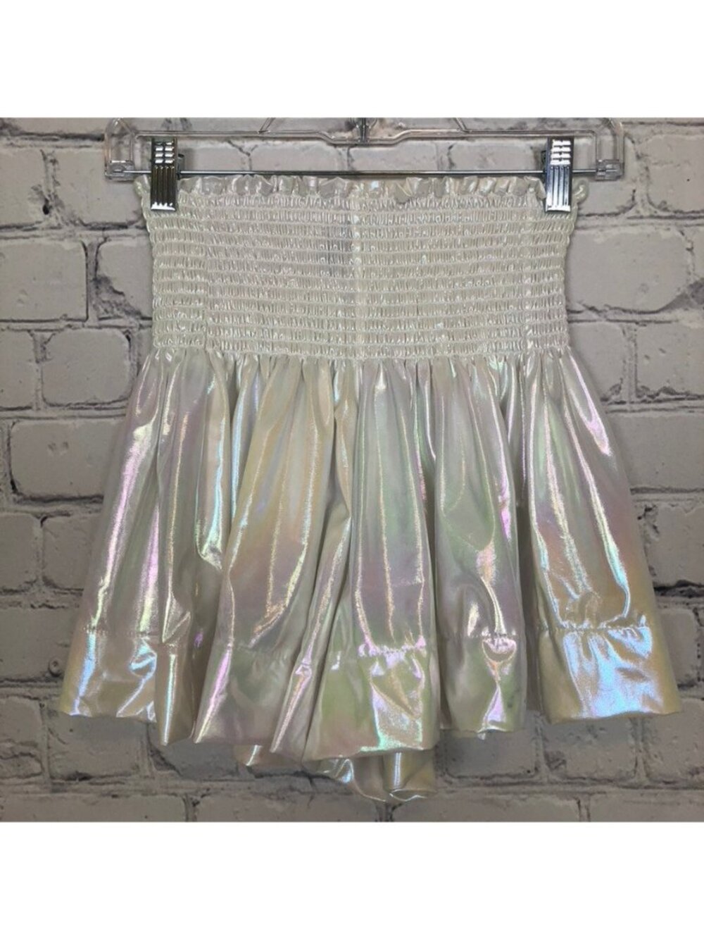 Queen Of Sparkles Swing Shorts Size XS White Iridescent